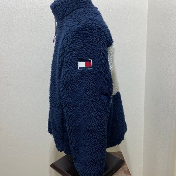 Tommy Hilfiger Women's Big Logo Color-Block Sherpa Full Zip Size Large Jacket - Picture 6 of 10